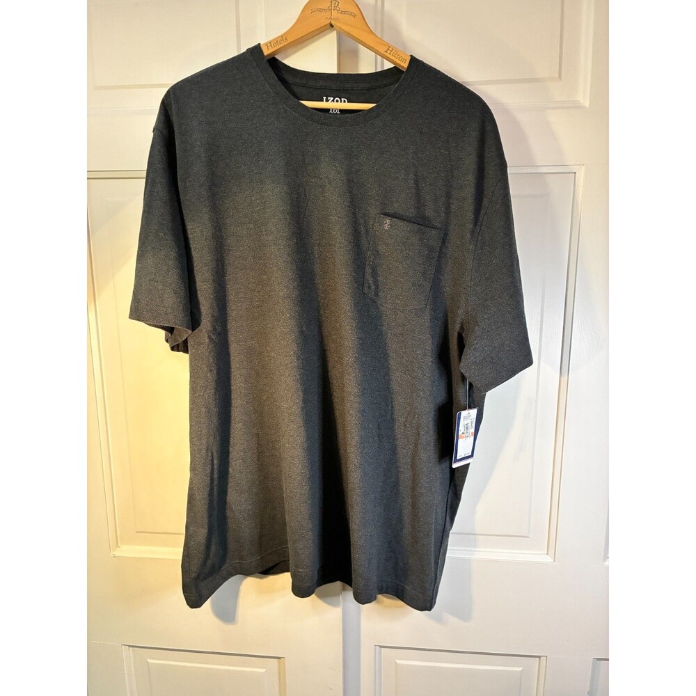 NWT IZOD Men's Saltwater Soft Wash Pocket T-Shirt Dark Gray Heather Tee 3X Large